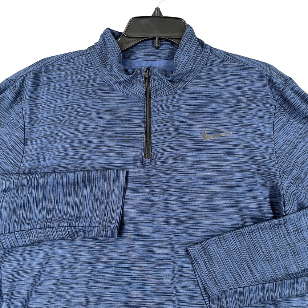 Nike Dri-FIT Pullover Mens M Blue Space Dye Quarter Zip Long Sleeve Training